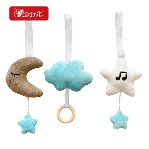 Non-toxic 3Pcs Wooden Baby Gym Pendant Toy with Sound W08K395