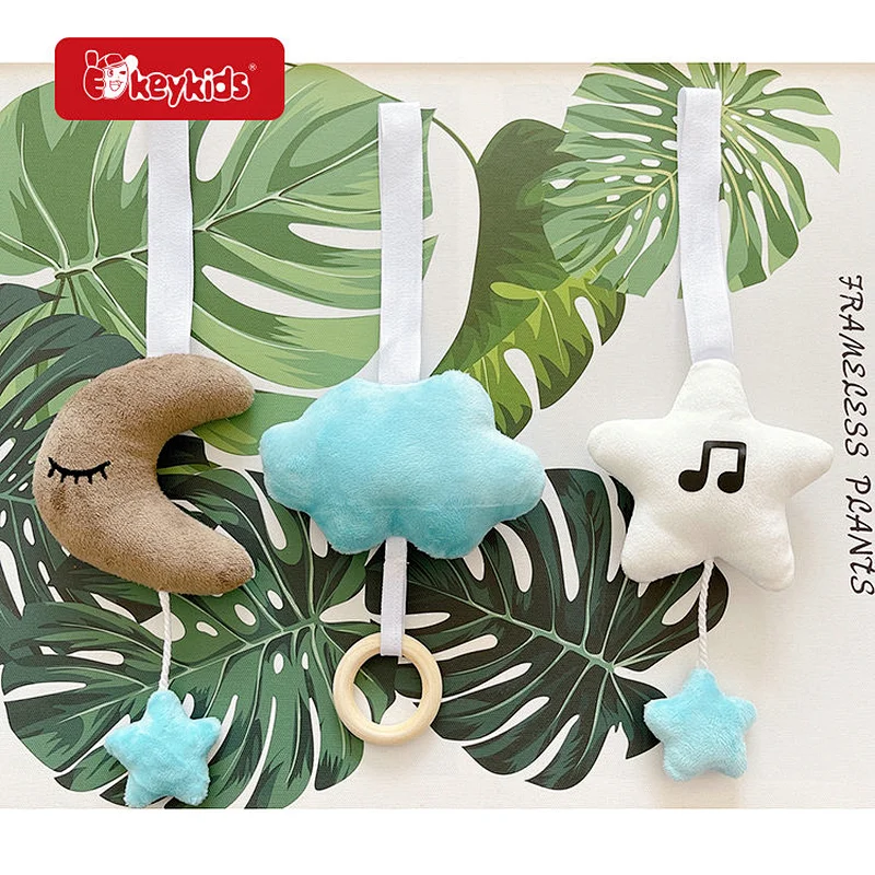 Non-toxic 3Pcs Wooden Baby Gym Pendant Toy with Sound W08K395
